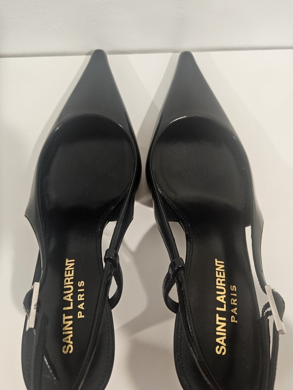 Saint Laurent Black Pointed Slingback Pumps - Picture 3 of 6